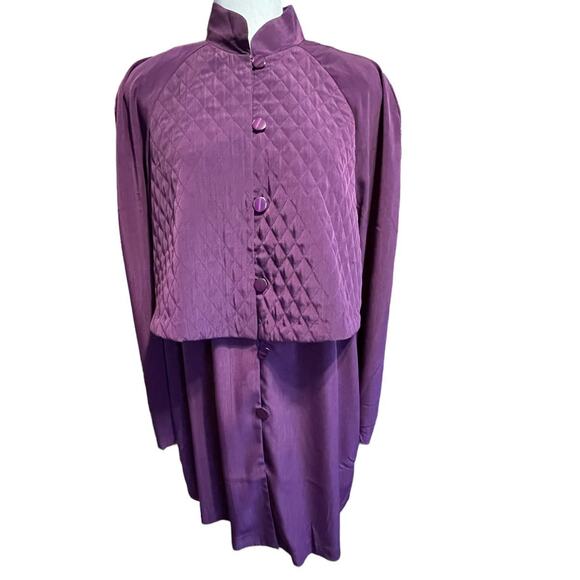 Susan Graver Quilted Trench Long Sleeve Duster Jacket Grape Large NWT - Picture 6 of 9